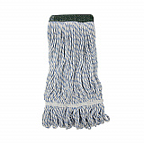 Floor Finish Mop Head, Wide, Rayon/Polyester, Medium, White/Blue Stripes, 12/Carton (552)
