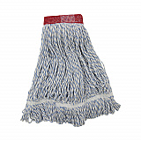 Floor Finish Mop Head, Wide, Rayon/Polyester, Large, White/Blue Stripes, 12/Carton (553)