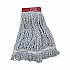 Floor Finish Mop Head, Wide, Rayon/Polyester, Large, White/Blue Stripes, 12/Carton (553)