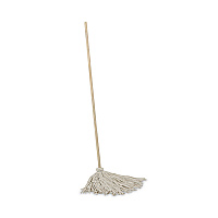 Cotton Deck Mop, #24 White Cotton Head, 50" Wood Handle, 6/Carton (CD50024S)