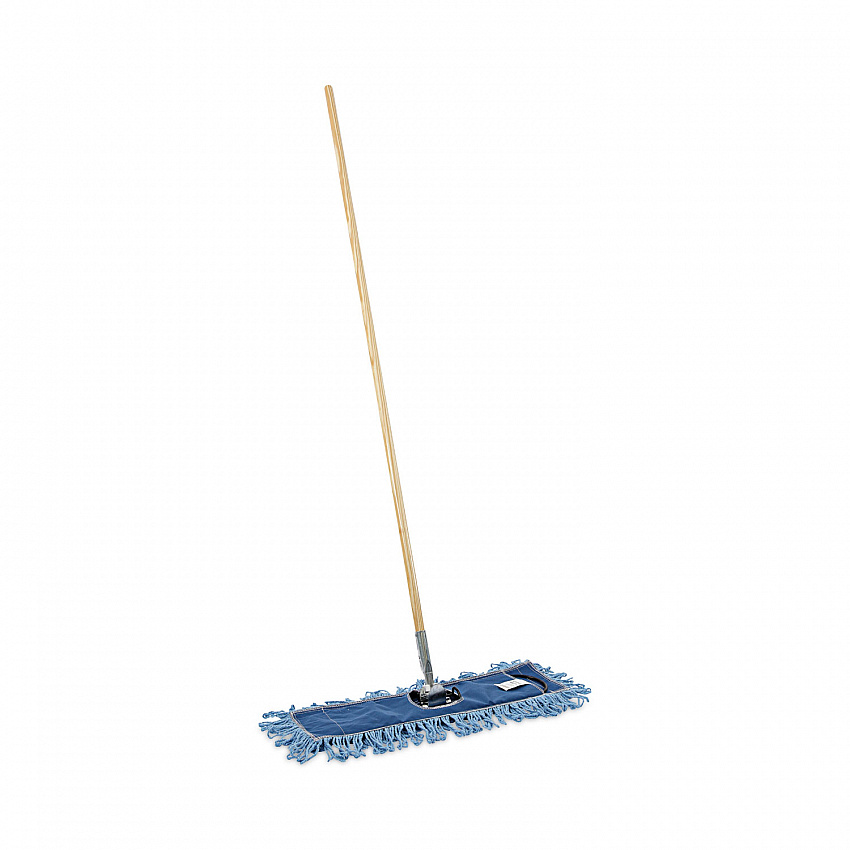 Dry Mopping Kit, 24 x 5 Blue Synthetic Head, 60" Natural Wood/Metal Handle (HL245BSPC)