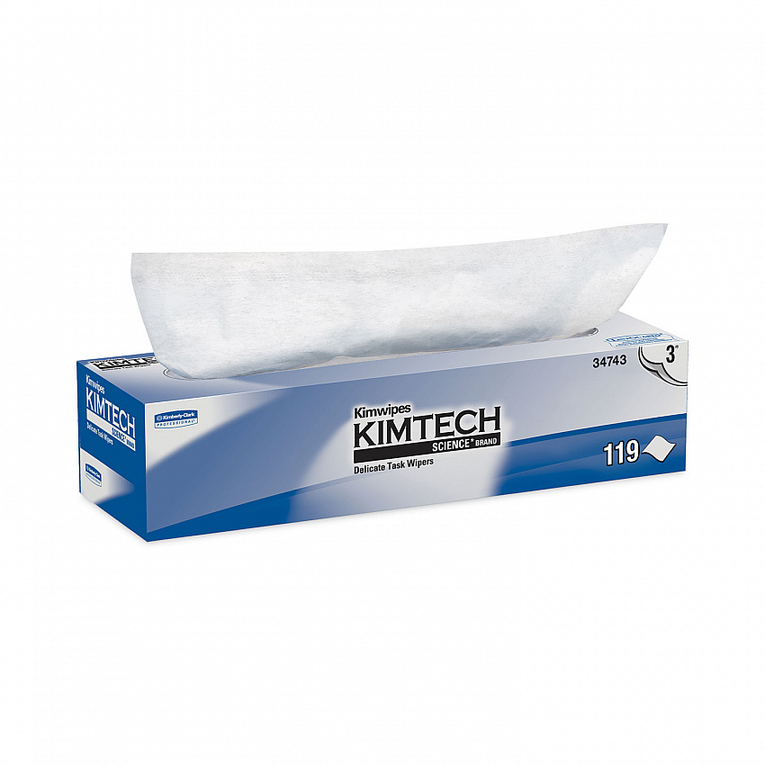 Kimwipes Delicate Task Wipers, 3-Ply, 11.8 x 11.8, Unscented, White, 100/Box, 15 Boxes/Carton (34743)