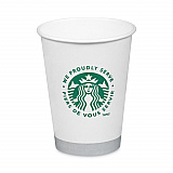 Hot Cups, 12 oz, Paper, White with Green Starbucks Logo, 1,000/Carton (11098806)