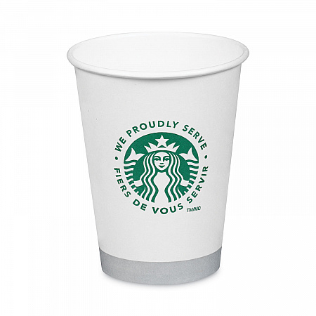 Hot Cups, 12 oz, Paper, White with Green Starbucks Logo, 1,000/Carton (11098806)