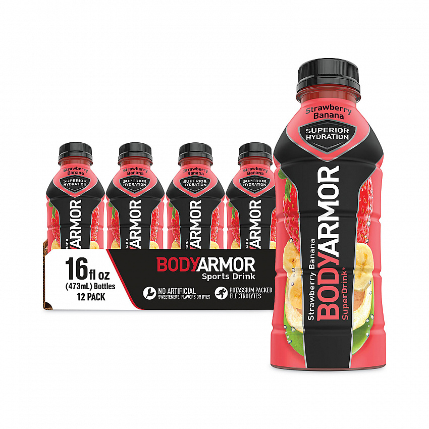 SuperDrink Sports Drink, Strawberry Banana, 16 oz Bottle, 12/Pack (10000314)