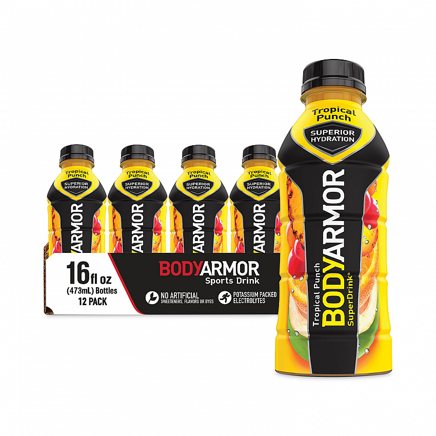 SuperDrink Sports Drink, Tropical Punch, 16 oz Bottle, 12/Pack (10000814)