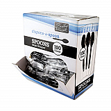 Dispens-a Spoon, Individually Wrapped, Mediumweight Spoon, Plastic, Black, 100/Box (BEP90206)