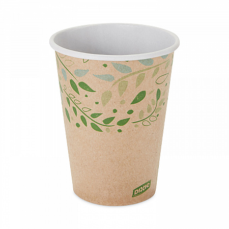 EcoSmart Recycled Fiber Hot/Cold Cups, 12 oz, Paper, Kraft/Green, 50/Sleeve, 20 Sleeves/Carton (2342R)