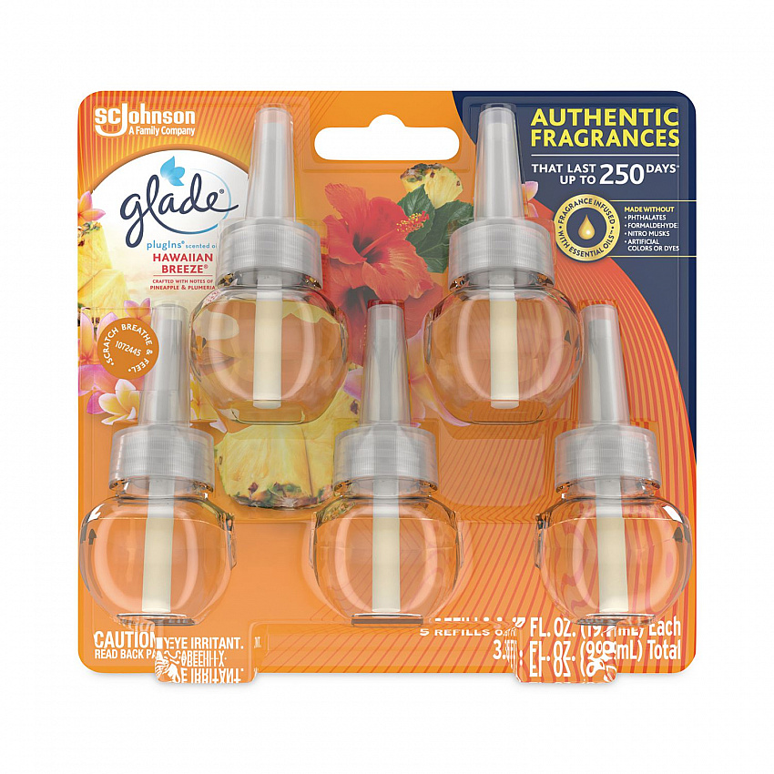Plugin Scented Oil Refill, Hawaiian Breeze, 0.67 oz, 5/Pack (315181)
