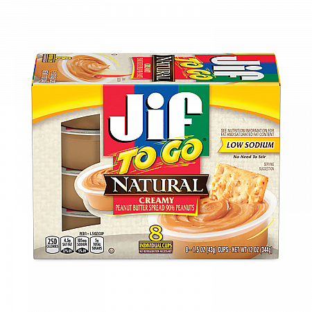 Spreads, Natural Creamy Peanut Butter, 1.5 oz Cup, 8/Box (24307)