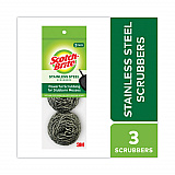 Metal Scrubbing Pads, 2.25 x 2.75, Silver, 3/Pack, 8 Packs/Carton (214C)