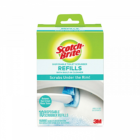 Disposable Toilet Scrubber Refill, Blue/White, 10/Pack (558RF)