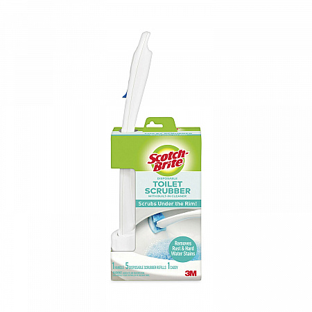 Toilet Scrubber Starter Kit, 1 Handle and 5 Scrubbers, White/Blue (558SK4NP)
