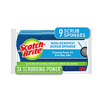 Non-Scratch Multi-Purpose Scrub Sponge, 4.4 x 2.6, 0.8" Thick, Blue, 9/Pack (5295PK)
