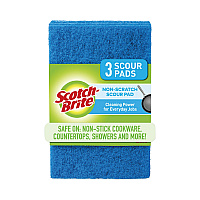 Non-Scratch Scour Pads, 3 x 6, Blue, 10/Carton (62310)