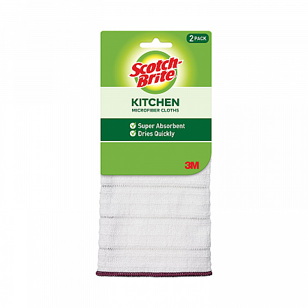 Kitchen Cleaning Cloth, Microfiber, 11.4 x 12.4, White, 2/Pack, 12 Packs/Carton (90322)
