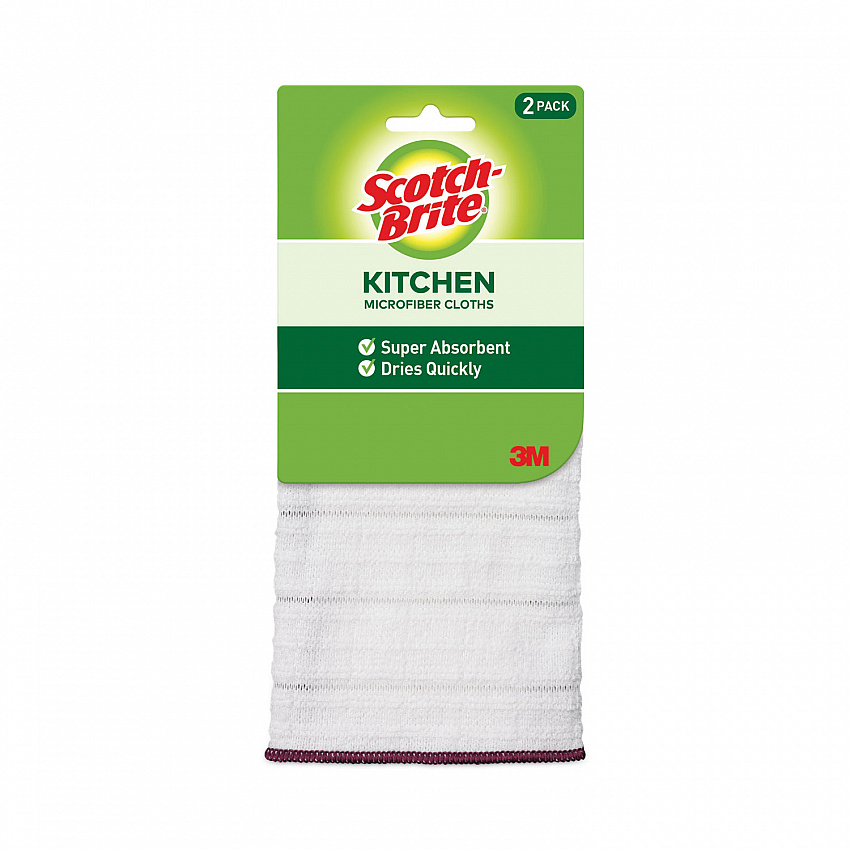 Kitchen Cleaning Cloth, Microfiber, 11.4 x 12.4, White, 2/Pack, 12 Packs/Carton (90322)