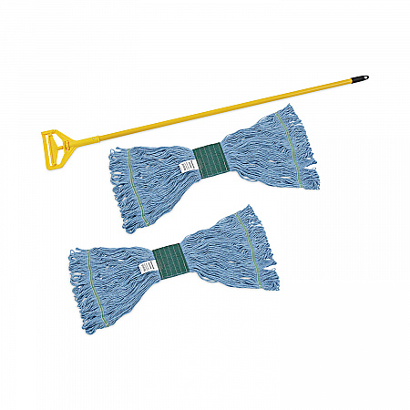 Looped End Mop Kit, Medium Blue Cotton/Rayon/Synthetic Head, 60