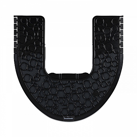 Commode Mat 2.0 Disposable Toilet Floor Mat, U-Shaped, Black/Gray Non-Slip Surface, 22