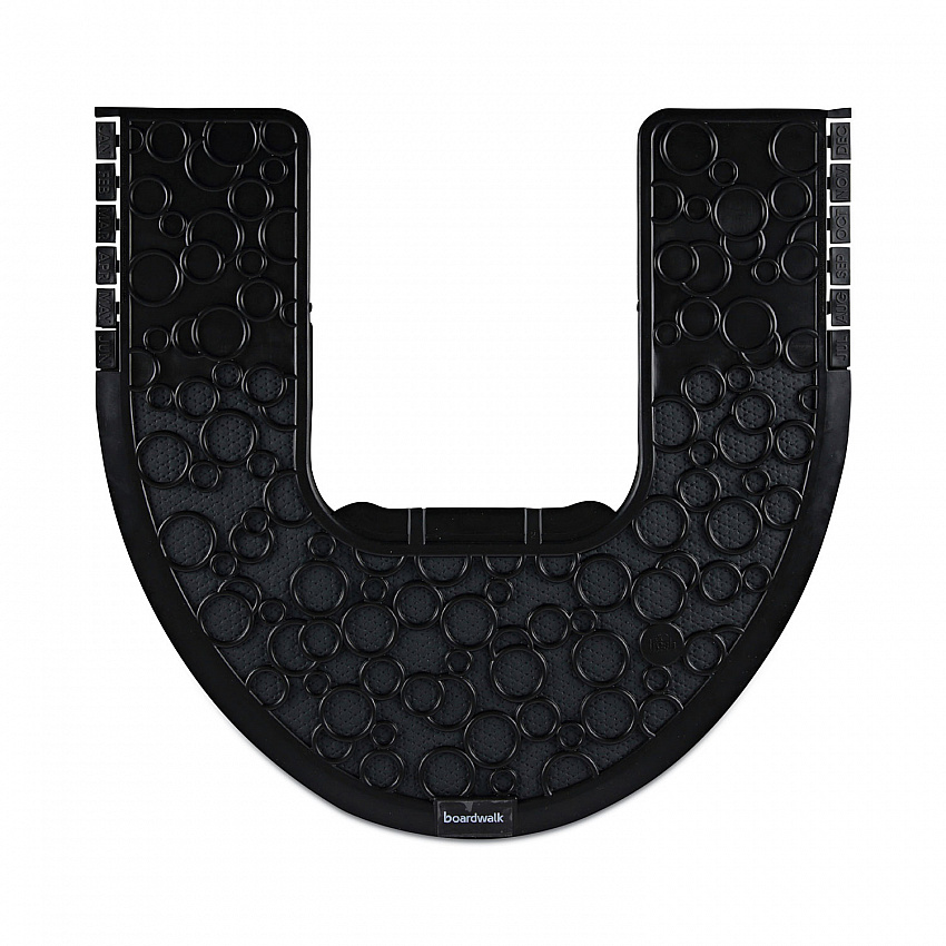 Commode Mat 2.0 Disposable Toilet Floor Mat, U-Shaped, Black/Gray Non-Slip Surface, 22" x 22", 6/Carton (CMBB)