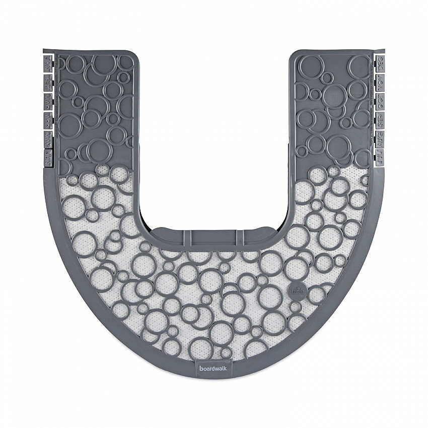 Commode Mat 2.0 Disposable Toilet Floor Mat, U-Shaped, Gray/White Non-Slip Surface, 22" x 22", 6/Carton (CMGW)