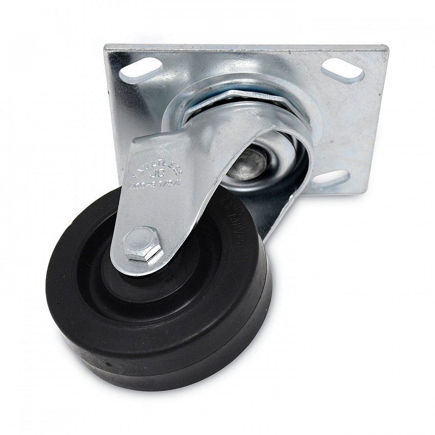 Replacement Plate Casters, Rigid Mount Plate, 3.5" Rubber Wheel, Black (FG1005L40000)