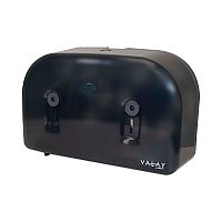Valay Plastic Mini Jumbo Bath Tissue Dispenser, Two Rolls, 9.75 x 15.87 x 5.25, Black (VT1003)