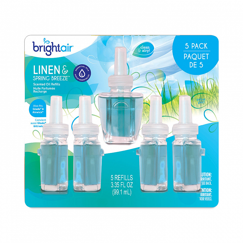 Electric Scented Oil Air Freshener Refill, Linen and Spring Breeze, 0.67 oz Bottle, 5/Pack, 6 Pack/Carton (900669CT)