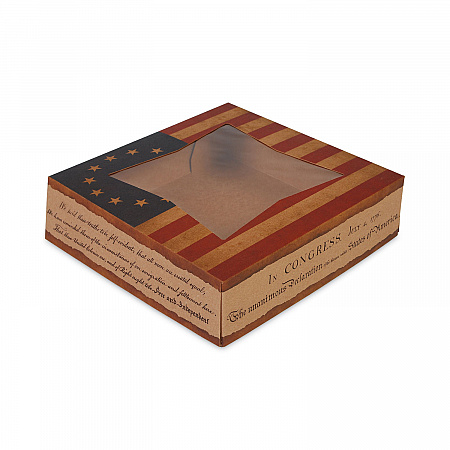 Window Flag Design Pie Boxes, 8 x 8 x 2.5, White, Paper, 150/Carton (2480)