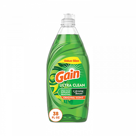 Dishwashing Liquid, Gain Original Scent, 38 oz Bottle, 8/Carton (74346)