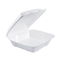 Insulated Foam Hinged Lid Containers, 9.01 x 9.4 x 3, White, 100/Pack, 2 Packs/Carton (90HT1)