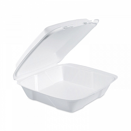 Insulated Foam Hinged Lid Containers, 9.01 x 9.4 x 3, White, 100/Pack, 2 Packs/Carton (90HT1)