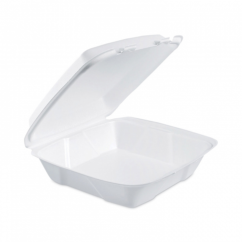 Insulated Foam Hinged Lid Containers, 9.01 x 9.4 x 3, White, 100/Pack, 2 Packs/Carton (90HT1)