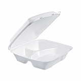 Insulated Foam Hinged Lid Containers, 3 Compartments, 9 x 9.4 x 3, White, 100/Sleeve, 2 Sleeves/Carton (90HT3)