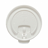 Lift Back and Lock Tab Cup Lids for Foam Cups, Fits 10 oz Solo Trophy Hot/Cold Drink Cups, Plastic, White, 2,000/Carton (DLX10R)