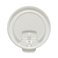 Lift Back and Lock Tab Cup Lids for Foam Cups, Fits 10 oz Solo Trophy Hot/Cold Drink Cups, Plastic, White, 2,000/Carton (DLX10R)