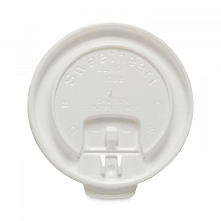 Lift Back and Lock Tab Cup Lids for Foam Cups, Fits 10 oz Solo Trophy Hot/Cold Drink Cups, Plastic, White, 2,000/Carton (DLX10R)