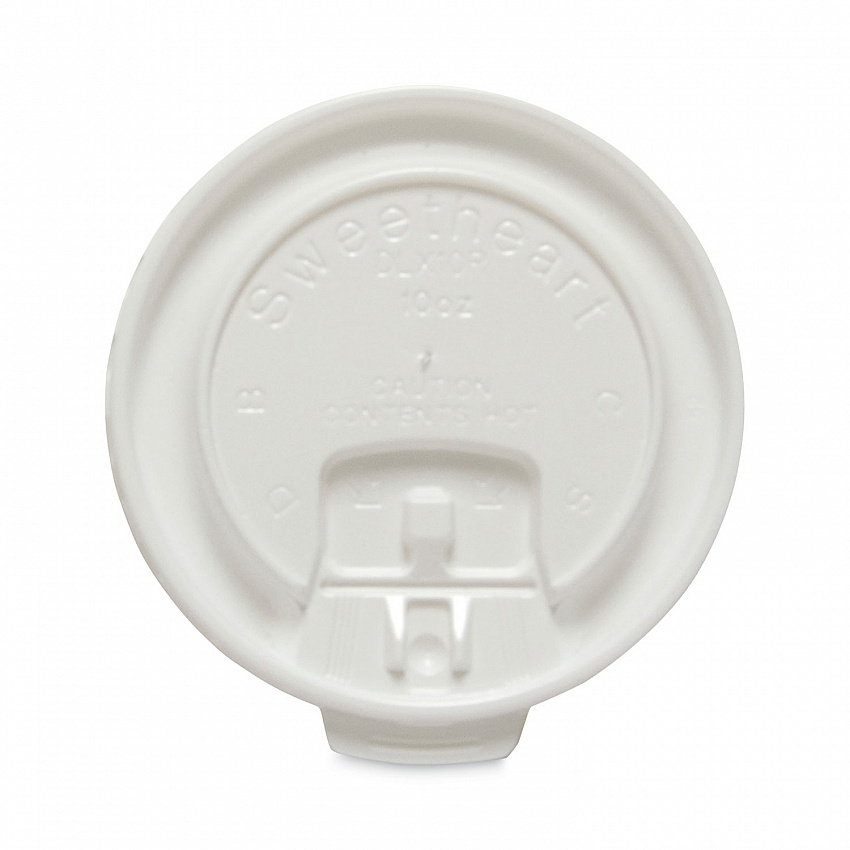 Lift Back and Lock Tab Cup Lids for Foam Cups, Fits 10 oz Solo Trophy Hot/Cold Drink Cups, Plastic, White, 2,000/Carton (DLX10R)
