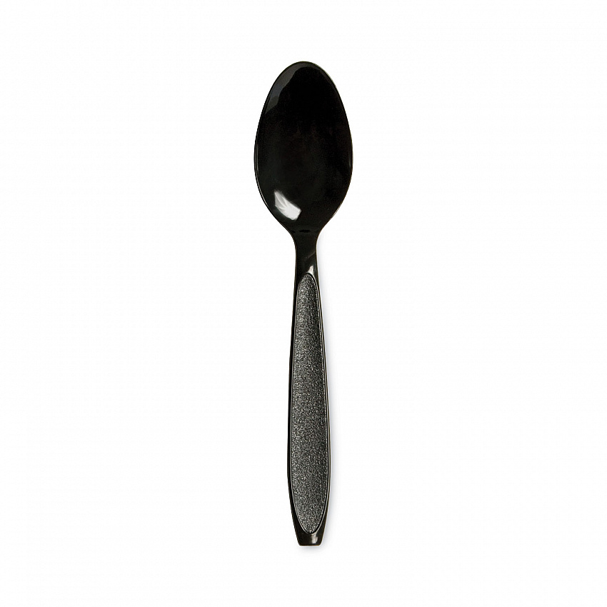 Impress Heavyweight Full-Length Polystyrene Cutlery, Spoon, Plastic, Black, 1,000/Carton (HSKT)