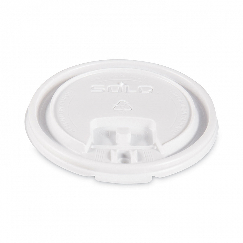 Lift Back and Lock Tab Lids for Paper Cups, Fits 10 oz Hot Cups, Plastic, White, 100/Sleeve, 10 Sleeves/Carton (LB3101)