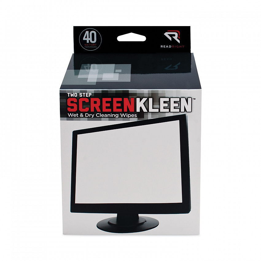 Two Step ScreenKleen Wet and Dry Cleaning Wipes, 5 x 5, Unscented, 40/Box (RR1305)