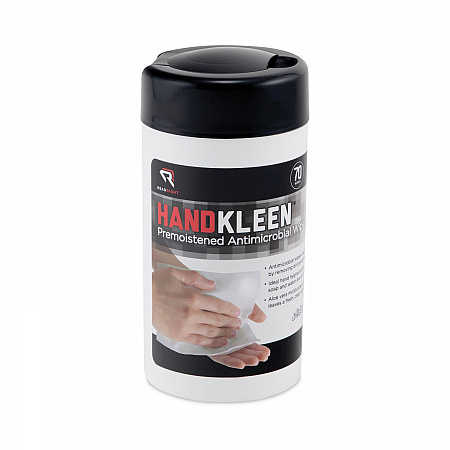 HandKleen Premoistened Antibacterial Wipes, Cloth, 5.5 x 6.5, Unscented, White, 70/Tub (RR1460)
