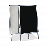 Reversible Wet Erase Sign Board, Black 23" x 33" Surface, Satin Aluminum Frame, 24" x 24" x 42" (DKT30505072)