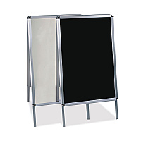 Reversible Wet Erase Sign Board, Black 23" x 33" Surface, Satin Aluminum Frame, 24" x 24" x 42" (DKT30505072)