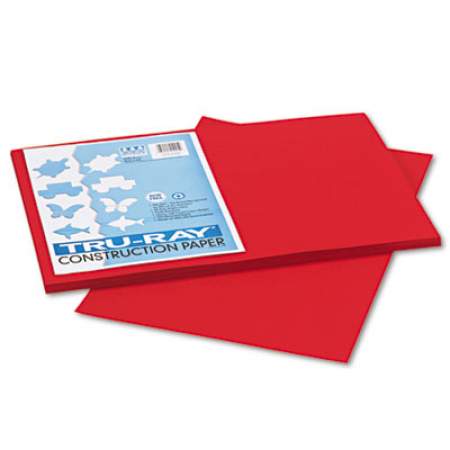 Pacon Tru-Ray Construction Paper, 76lb, 12 x 18, Holiday Red, 50/Pack (102994)