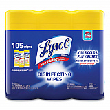 Disinfecting Wipes, 1-Ply, 7 x 7.25, Lemon and Lime Blossom, White, 35 Wipes/Canister, 3 Canisters/Pack (82159PK)