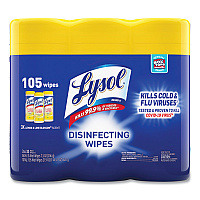 Disinfecting Wipes, 1-Ply, 7 x 7.25, Lemon and Lime Blossom, White, 35 Wipes/Canister, 3 Canisters/Pack (82159PK)