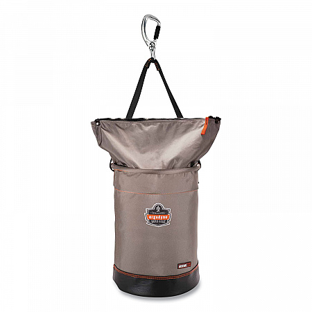 Arsenal 5974 Hoist Bucket Tool Bag with Swiveling Carabiner and Zipper Top, 150 lb, Gray (15974)