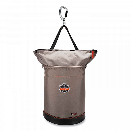 Arsenal 5976 XL Hoist Bucket Tool Bag with Swiveling Carabiner and Zipper Top, 150 lb, Gray (15976)