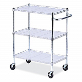 Three-Shelf Wire Cart with Liners, Metal, 3 Shelves, 600 lb Capacity, 34.21" x 18" x 40", Silver (SW333018SR)
